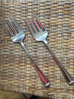 2 Gorham Heritage large 12” Silverplate Serving Forks Italy